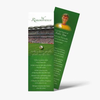 a bookmark with a green background and a picture of a soccer player