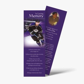 a bookmark with a hockey player's photo on it