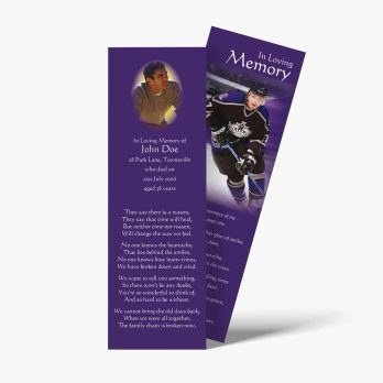 a bookmark with a photo of a hockey player