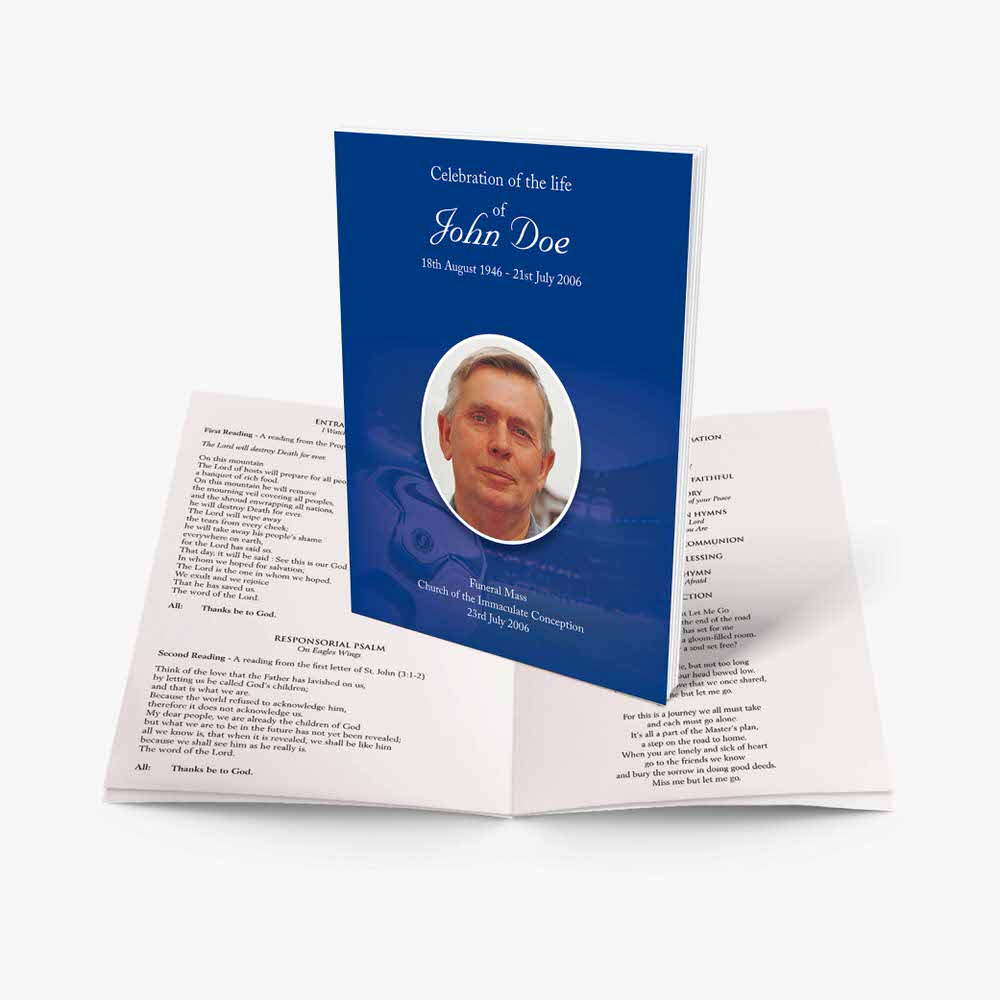 funeral program template - blue