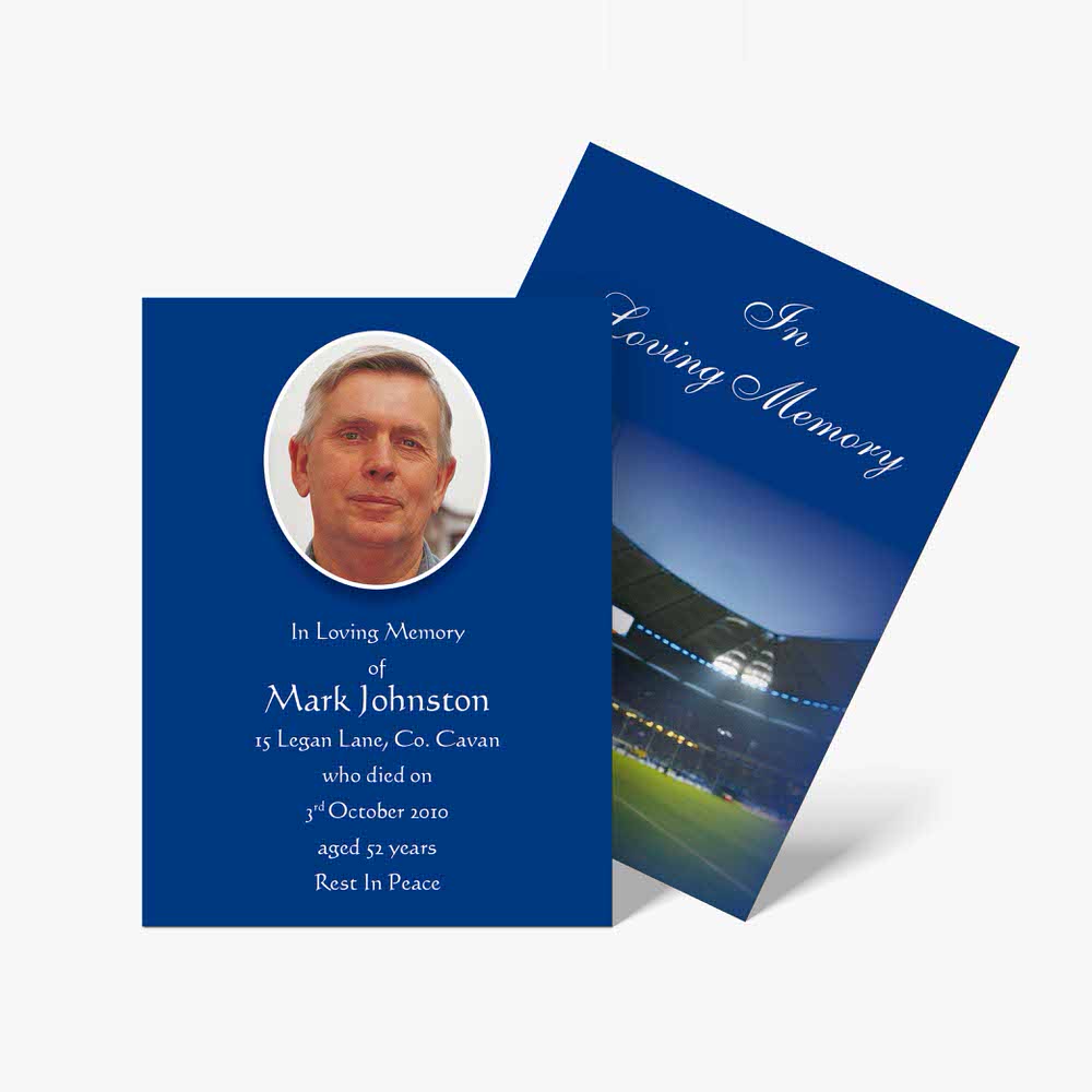 blue funeral card template