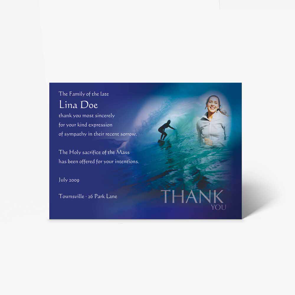 surfers memorial thank you card