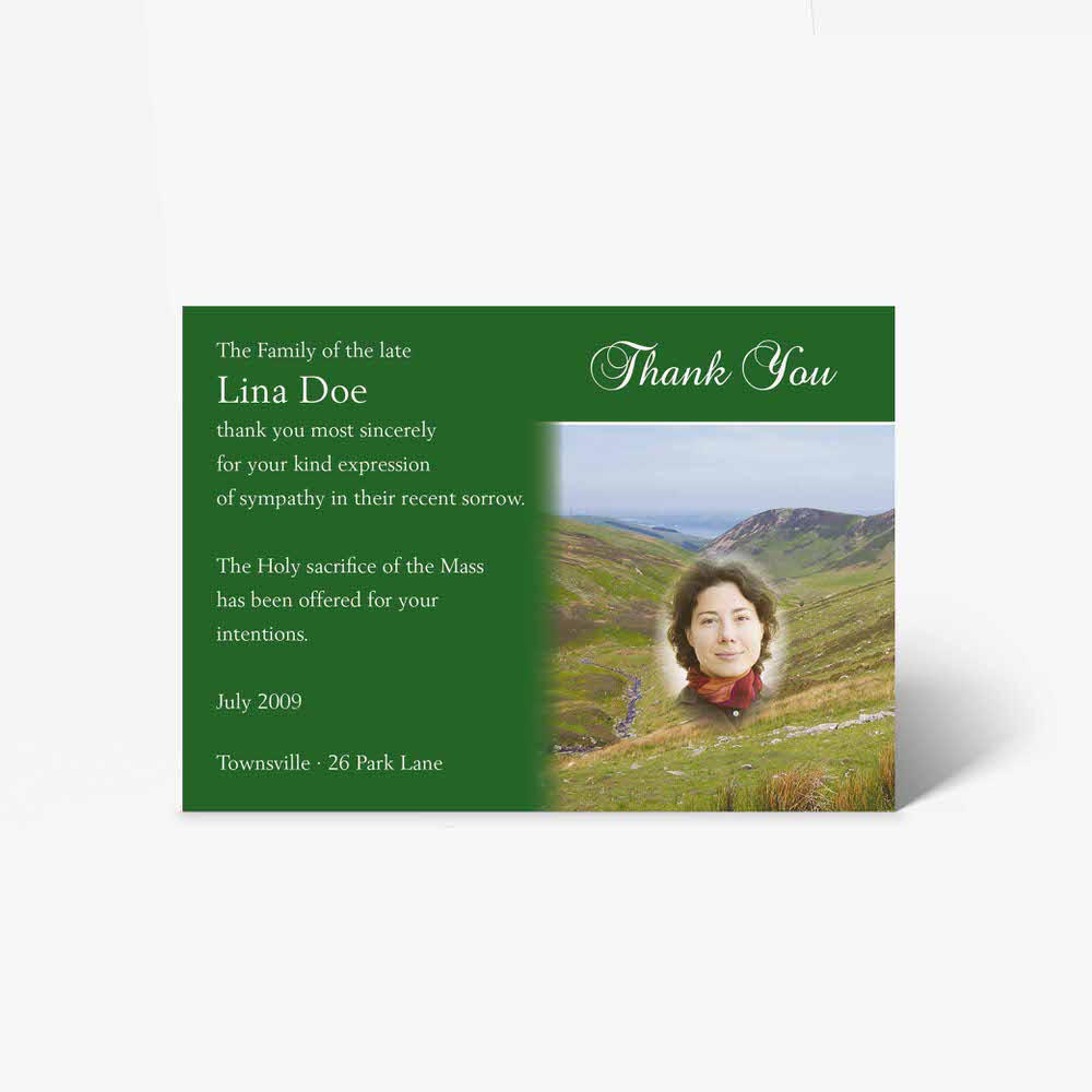 green funeral card template