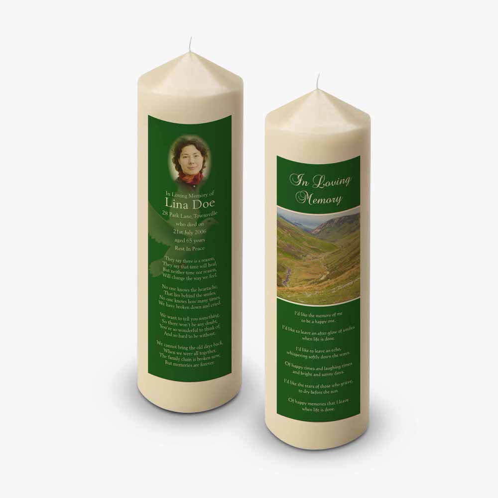 two candles with a poem on them