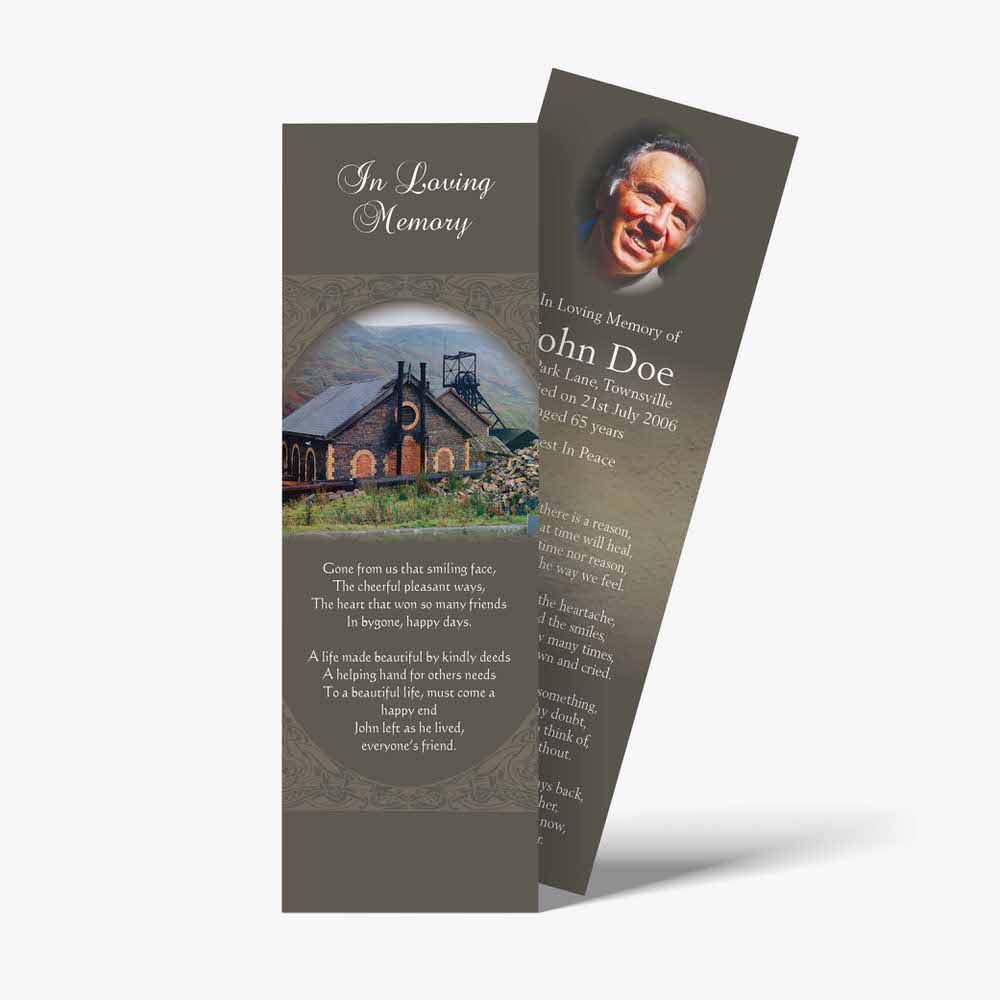 a bookmark with a photo of a church and a quote