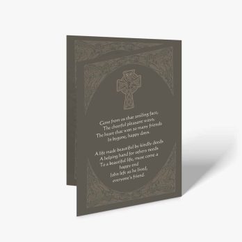 a card with a cross on it and a poem