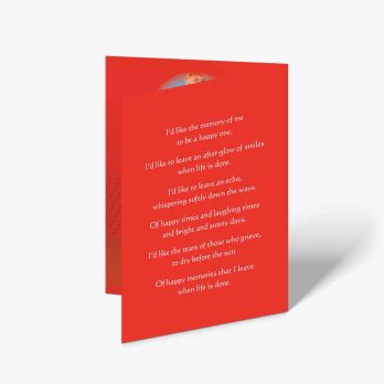 a red card with a poem on it