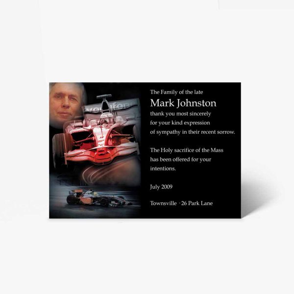Formula One Acknowledgements - The Memorial Card Company