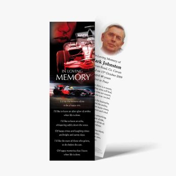 a bookmark with a picture of a car and a quote