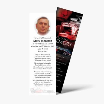 a bookmark with a picture of a man in a car