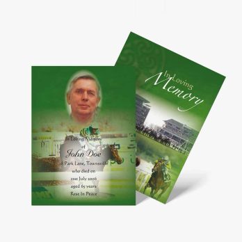 two green cards with a horse and a man on them