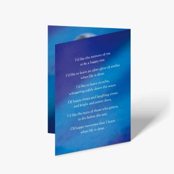 a blue card with a poem about the moon