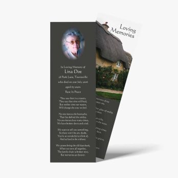 a bookmark with a photo of a house and a quote