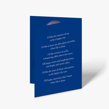 a blue card with a poem about the moon