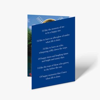 a blue card with a poem about the windmill