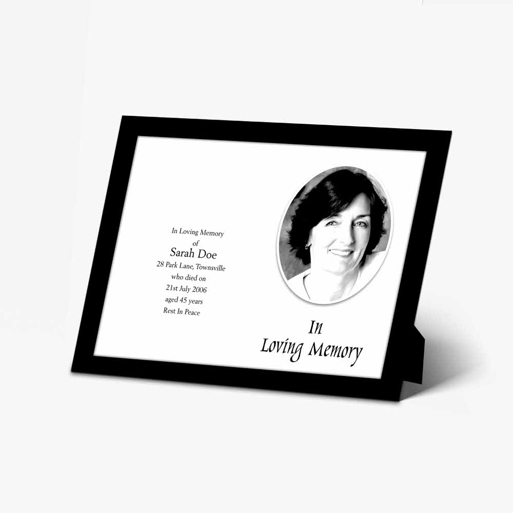 memorial photo frame - black and white