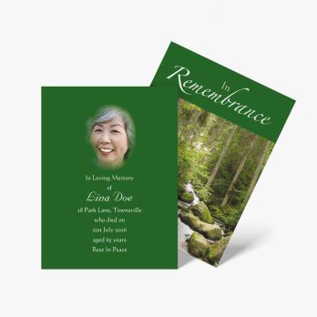 green memorial card