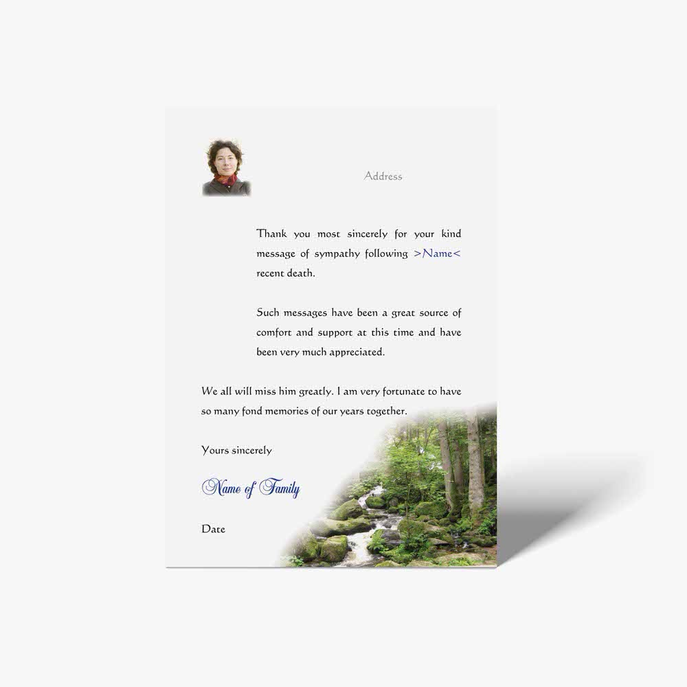 thank you card with a waterfall