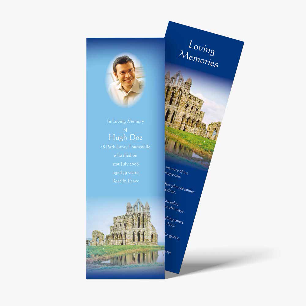 a bookmark with a photo of a castle on it