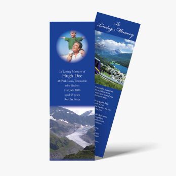 a bookmark with a photo of a mountain range