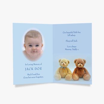 blue teddy bear funeral card