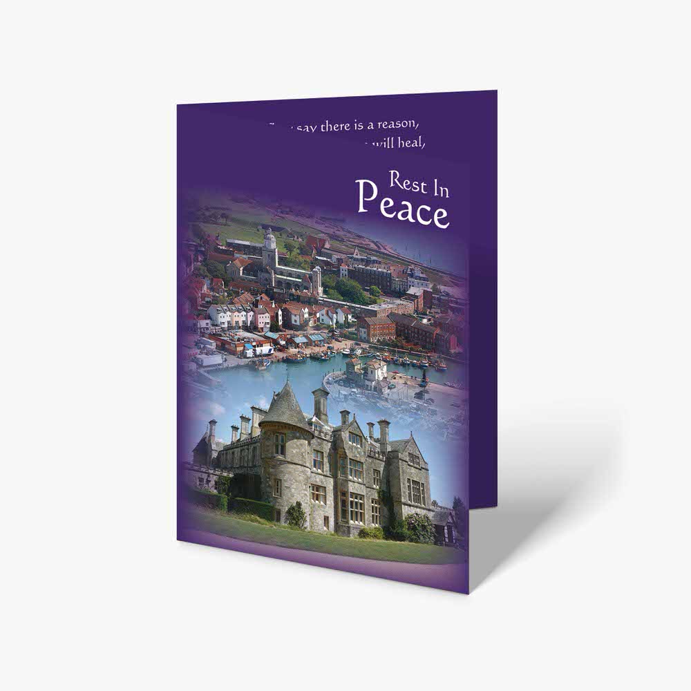 a purple greeting card with the words peace on it