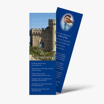 a bookmark with a castle on it