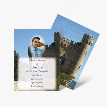 a photo of a castle and a photo of a man in a suit