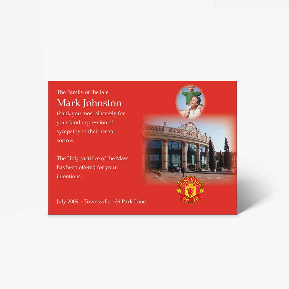 manchester united fc thank you card