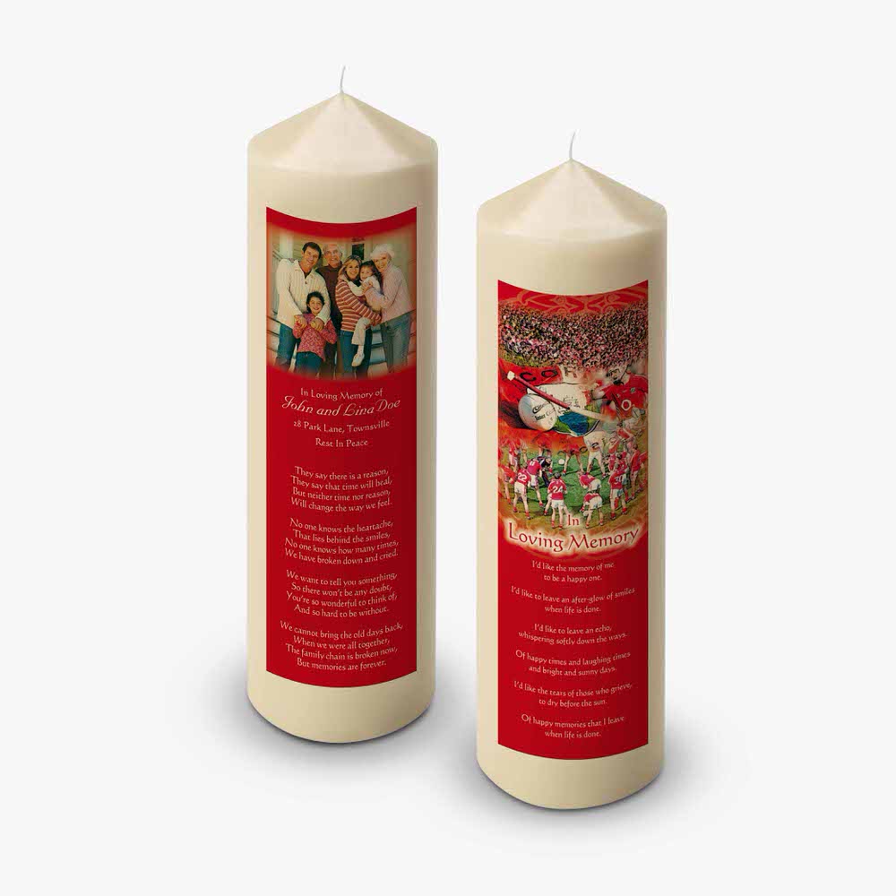 two candles with a poem on them