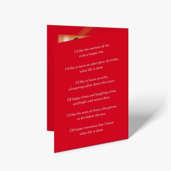 a red card with a poem on it