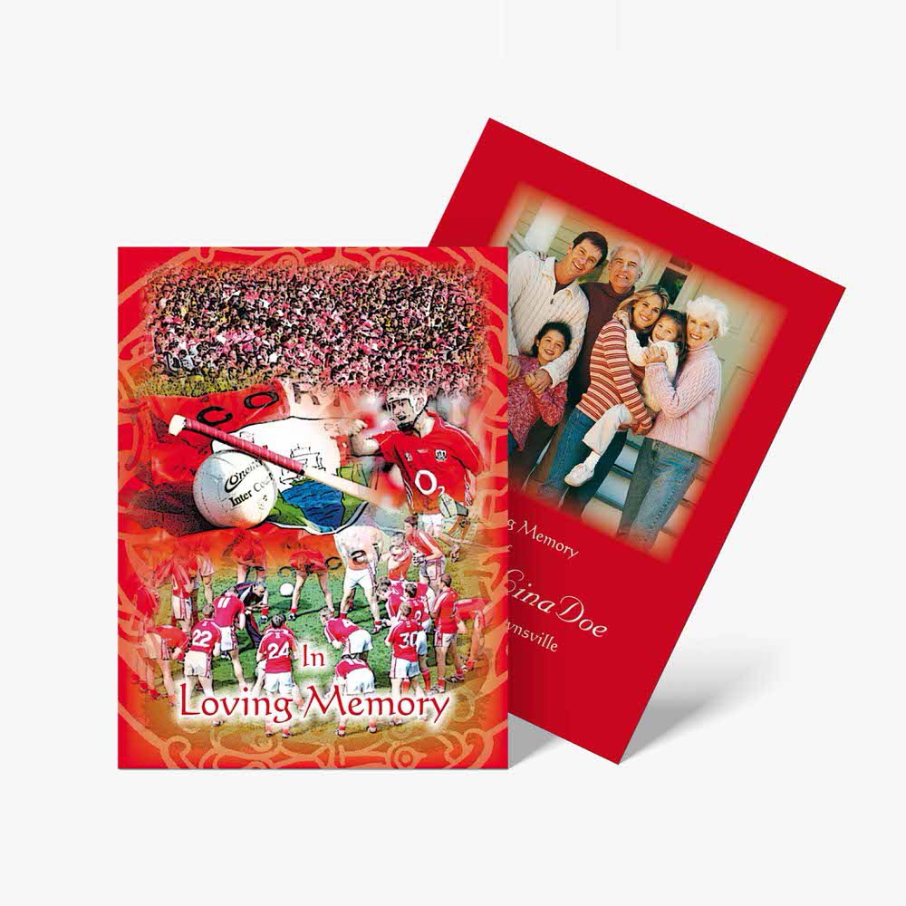 two red christmas cards with a football team on them