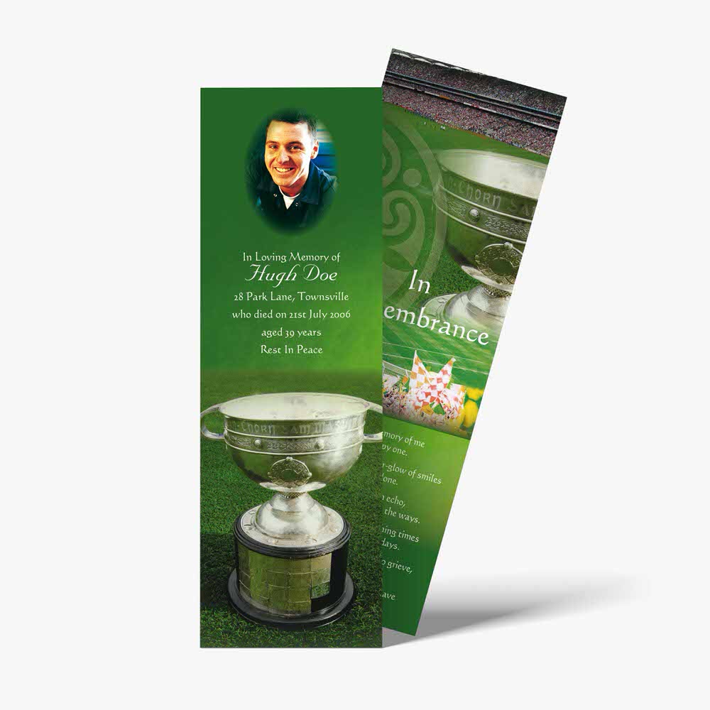 a bookmarks with a picture of a cup and a green background