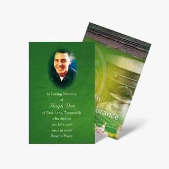 a funeral card with a photo of a man
