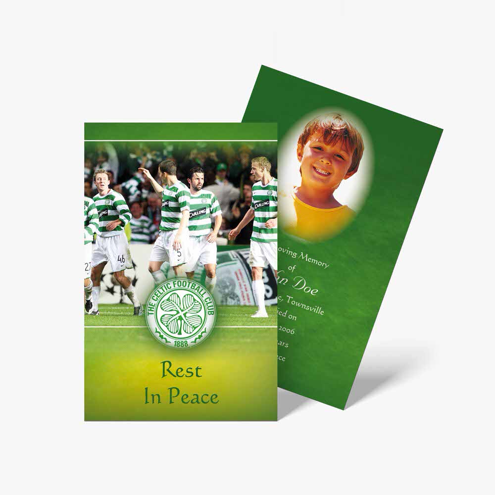 celtic football funeral cards