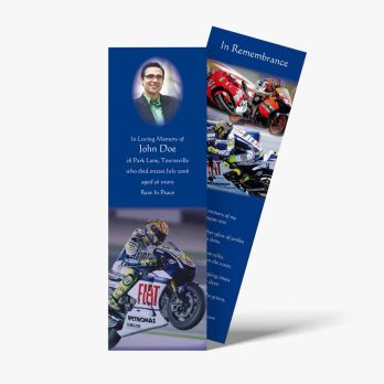 a bookmark with a picture of a motorcycle on it