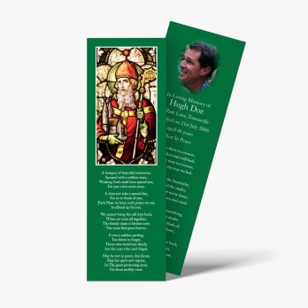 a green bookmark with a poem on it