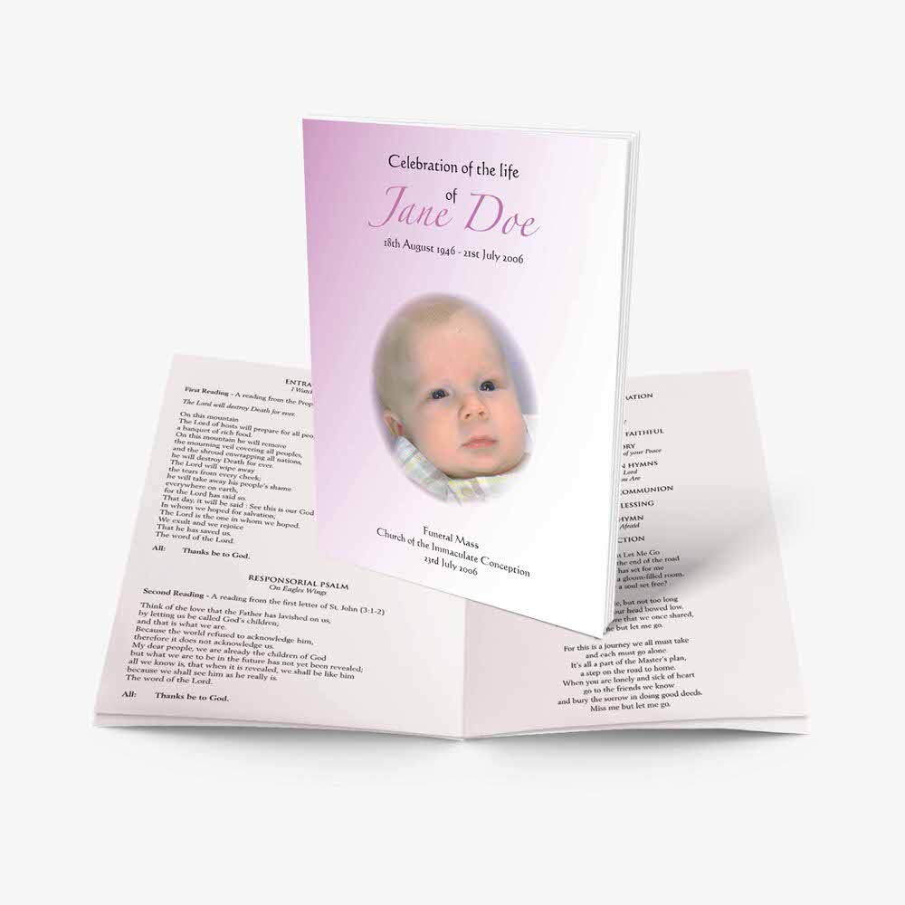 pink and white funeral book template