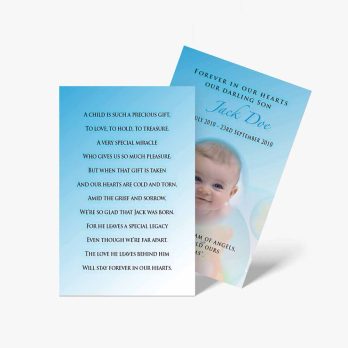 blue baptism card with poem
