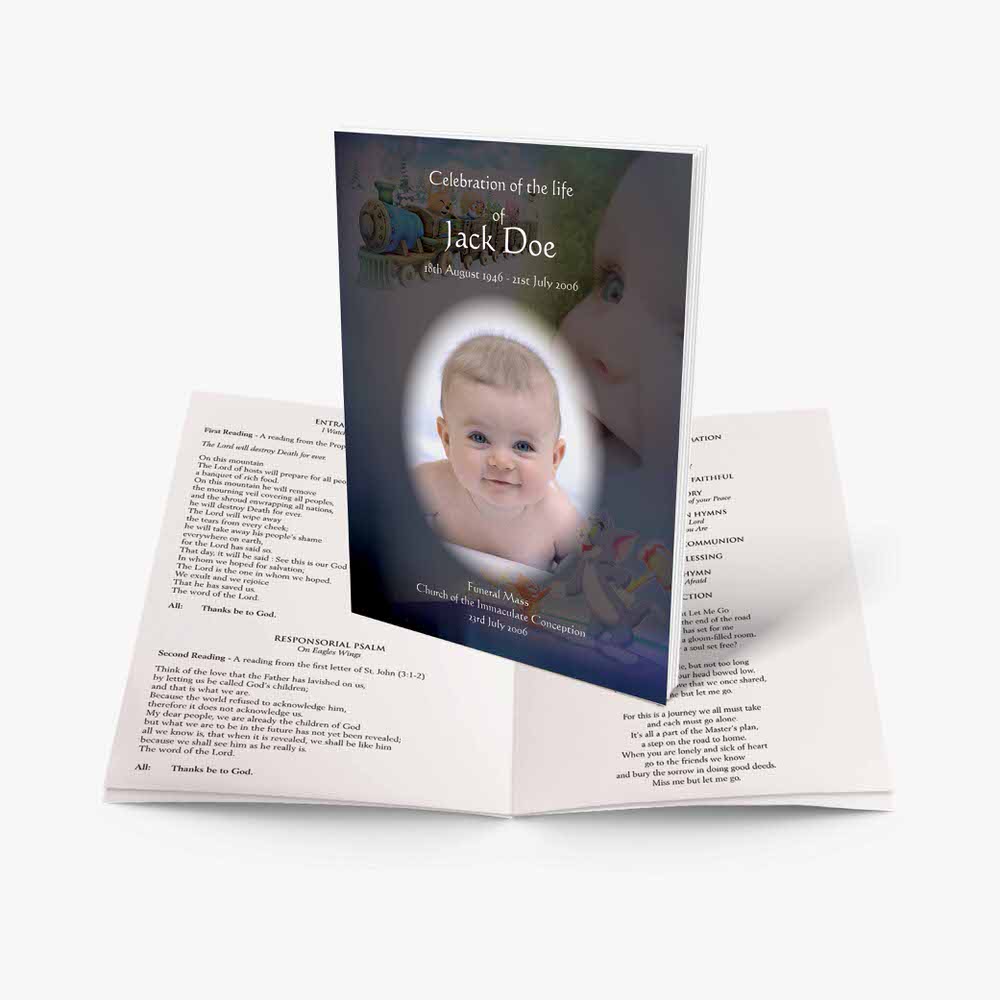 a baby's photo is shown in a folded booklet