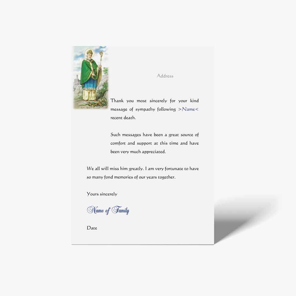 a thank card with a picture of a man in a green suit