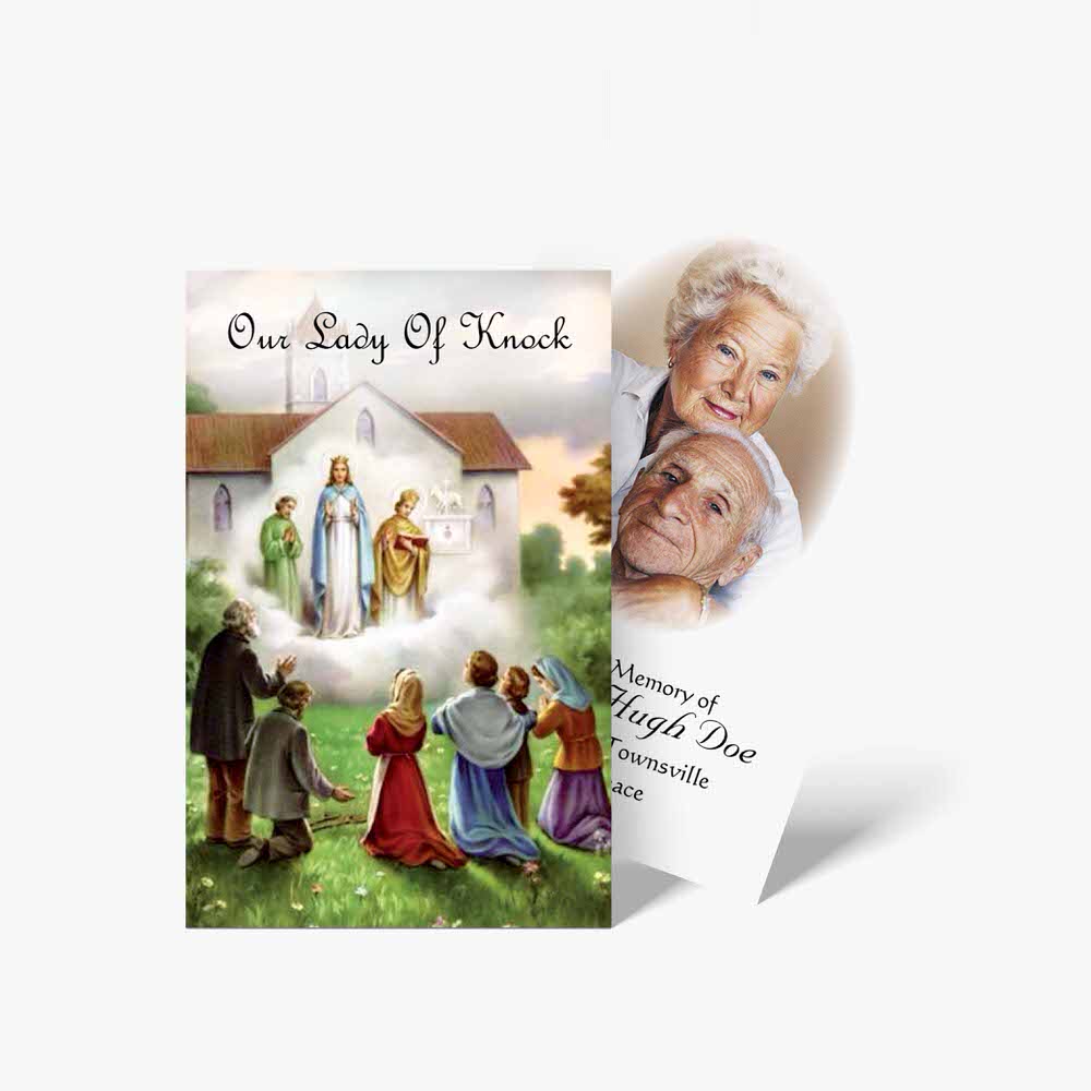 a card with an image of a church and an image of a family