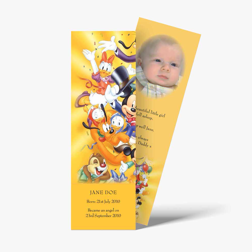 a bookmarks with a baby and a cartoon character