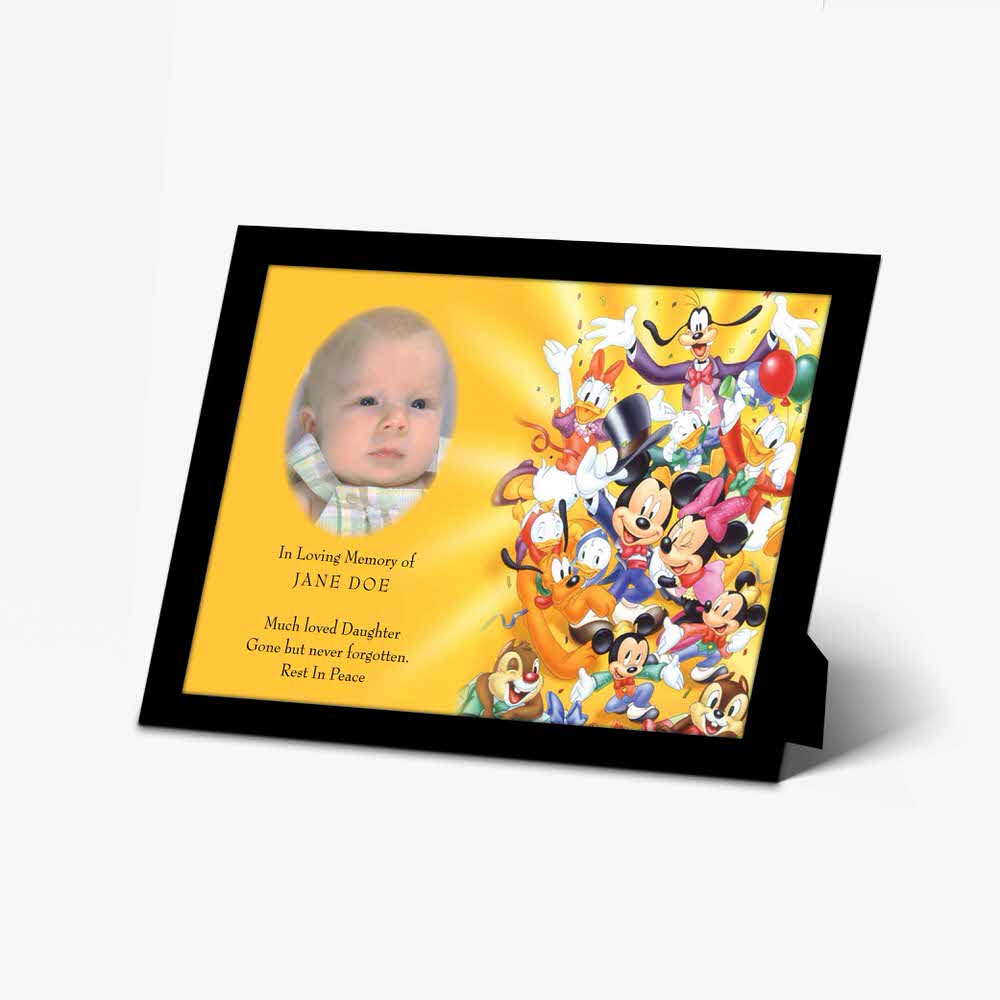 a baby's photo is displayed on a yellow background