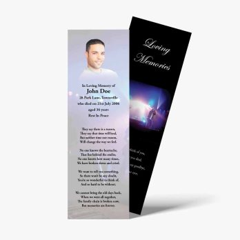 a bookmark with a photo of a man and a quote