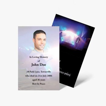 a funeral card with a photo of a man