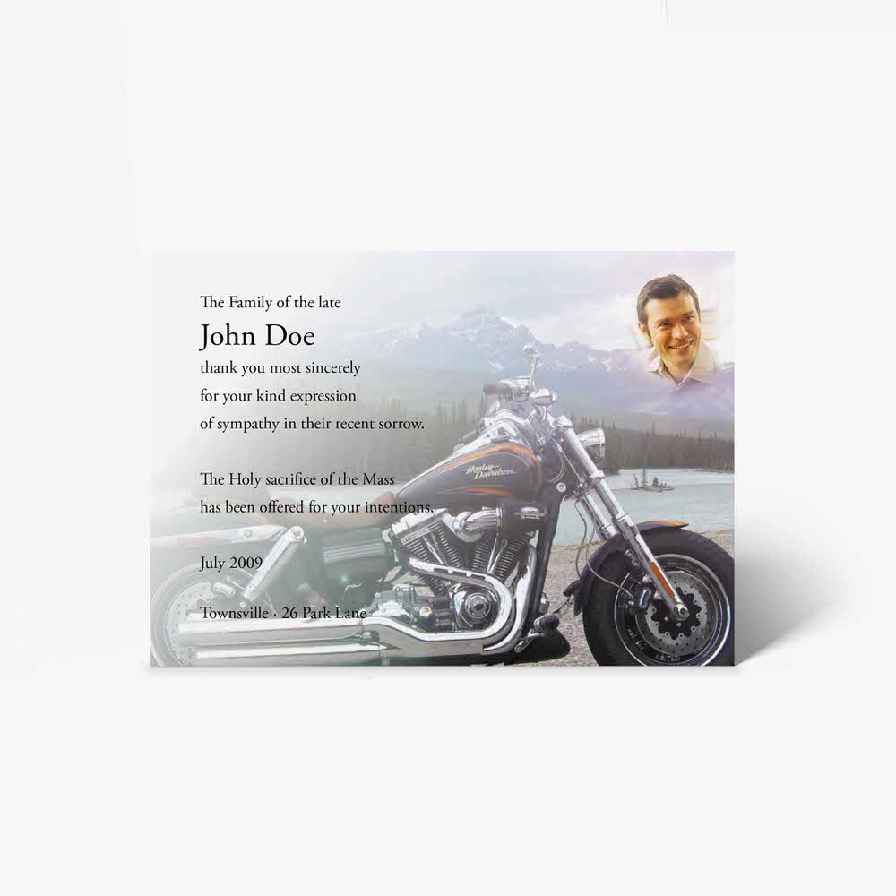 motorcycle memorial card