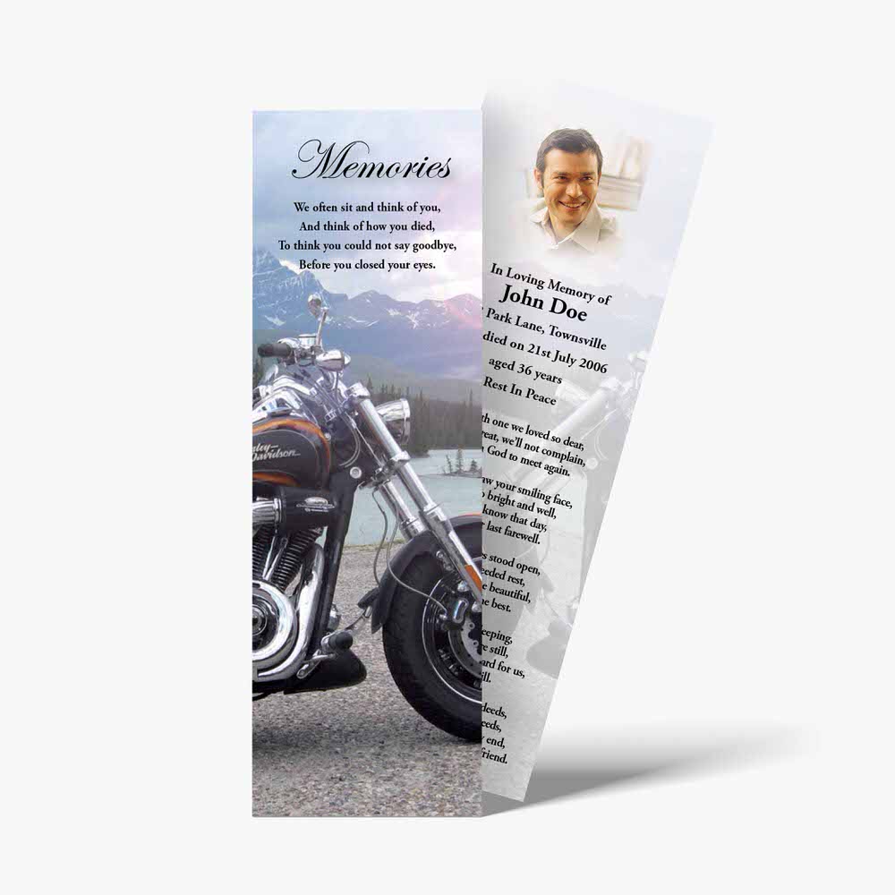 a bookmark with a motorcycle on it