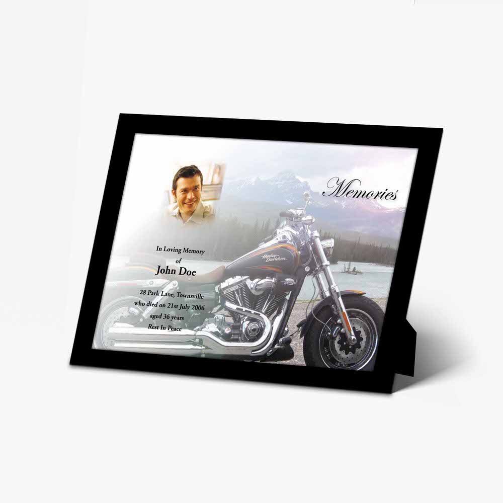 memorial photo frame with motorcycle