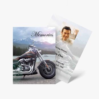 memorial motorcycle funeral card